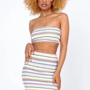 Princess Polly White and Brown Mini Pencil Skirt Resort Wear